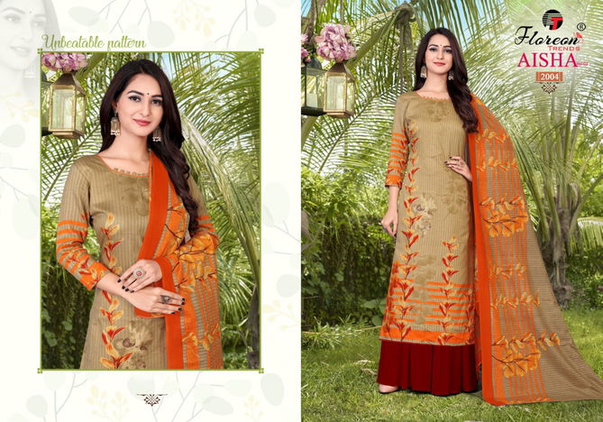 Floreon Aisha Vol-2 Designer Fancy Casual Wear Cotton Satin Printed Dress Material collection