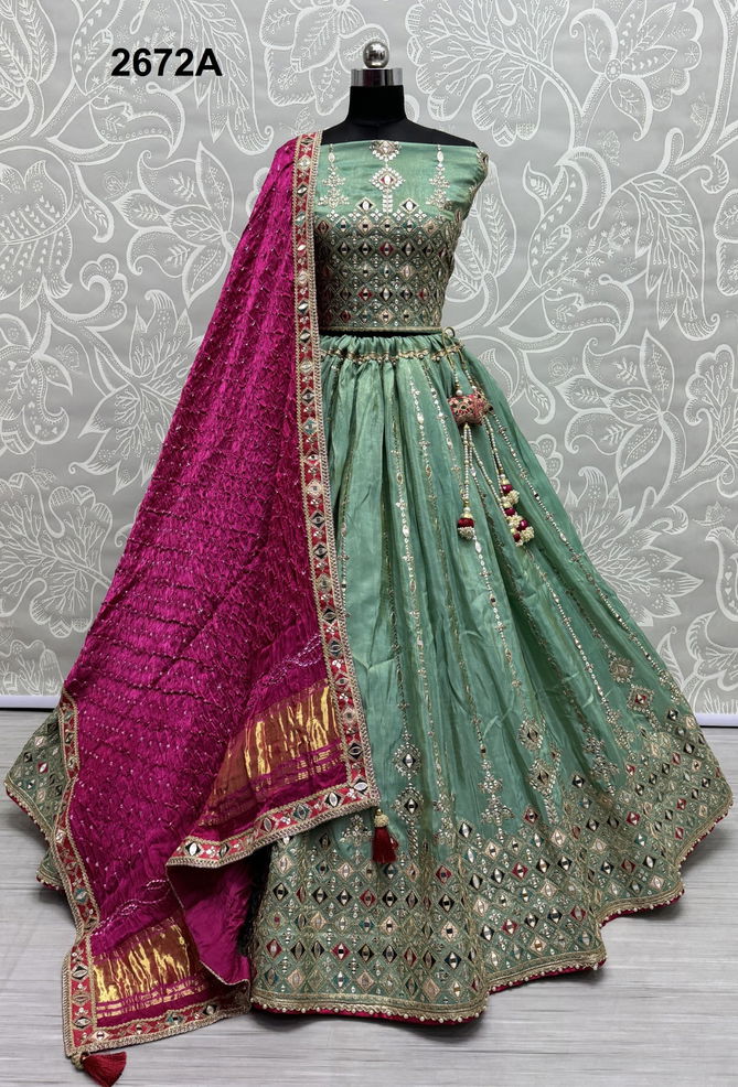 2672 A and B by Anjani Art Pure Gadhwal silk Wear Lehenga Choli Wholesale In India