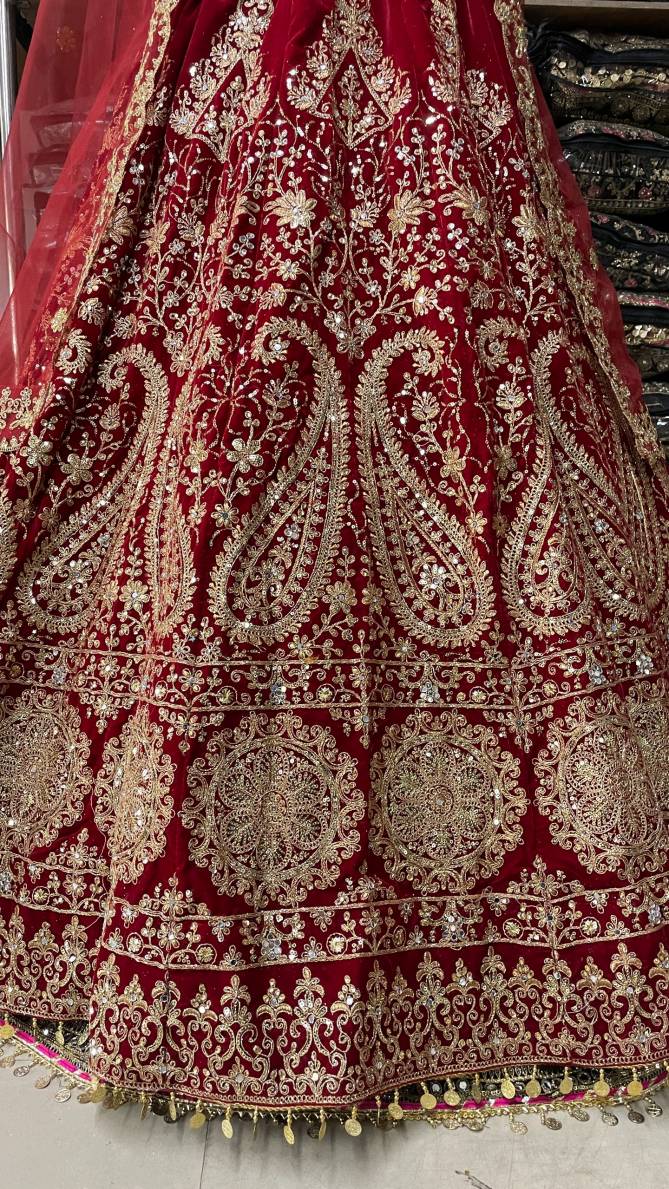 KB 1075 Colours Embroidery Velvet Bridal Lehenga Choli Wholesale Suppliers In Mumbai 
