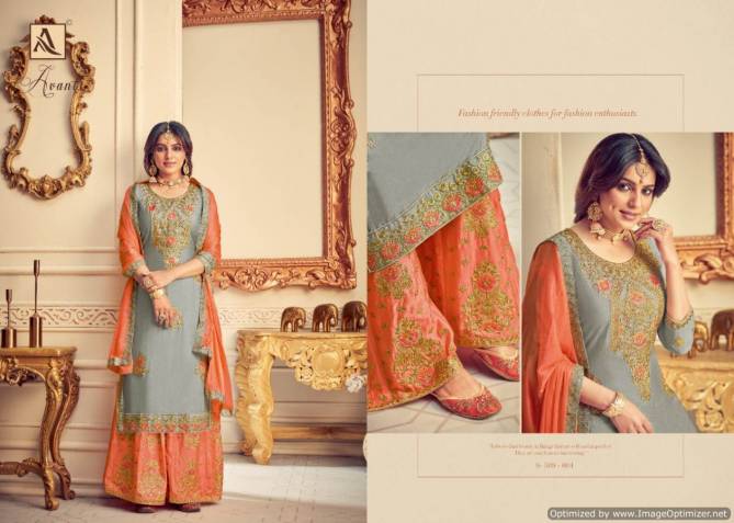 Alok Avanti Latest Festive Wear Embroidery Work with Swarovski Diamond Pure Chinon Designer Salwar Suits Collection