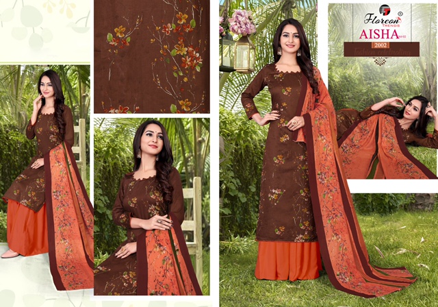 Floreon Aisha Vol-2 Designer Fancy Casual Wear Cotton Satin Printed Dress Material collection