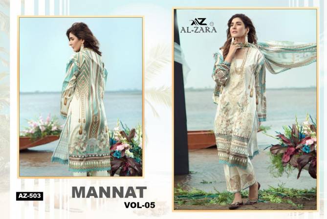 Al Zara Mannat 5 Latest Fancy Pure Cotton Heavy Patch Work Karachi Dress Materials Collection