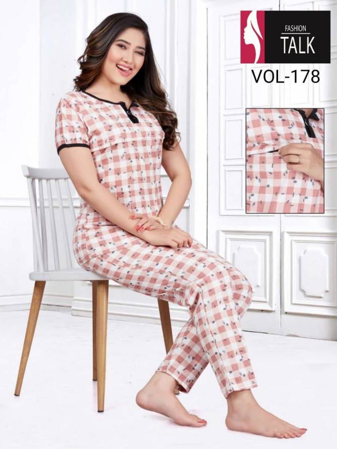 Ft 178 Shinker Night Wear Hosiery Cotton Printed Night Suits Collection