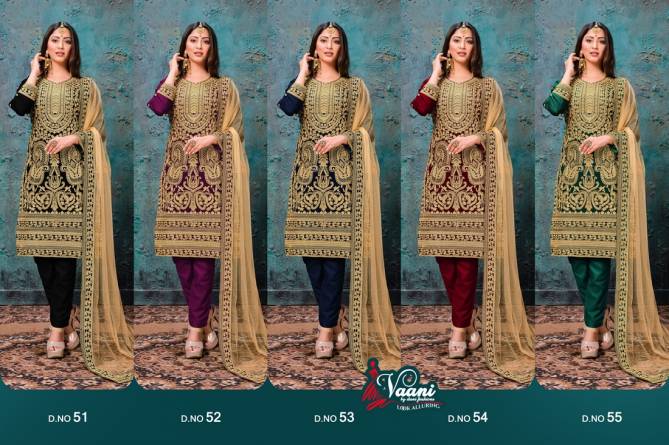 Vaani 5 Latest Festive Wear Heavy Work Faux Georgette Designer With Net And Heavy work border Dupatta Salwar Suits Collection
