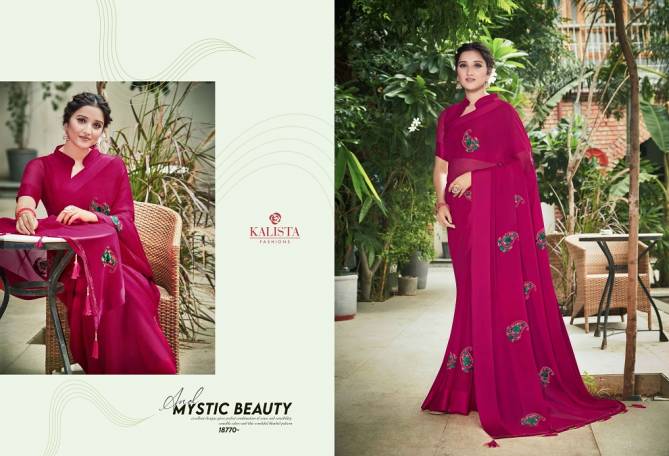 Kalista Kashmiraa Exclusive Festive Wear Designer Chinon Pata Fancy Saree Collection

