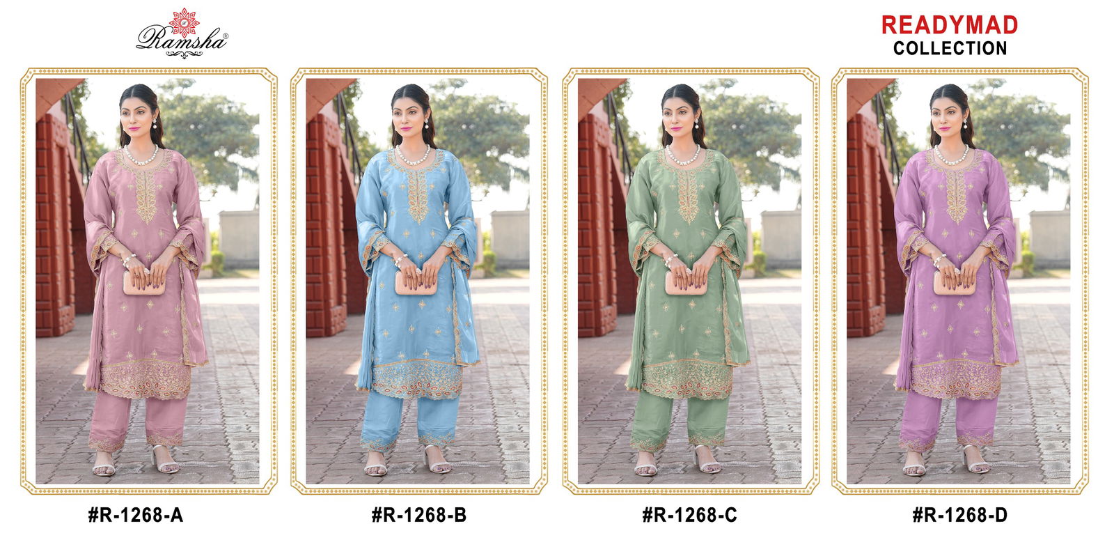 R 1268 Nx A To D By Ramsha Jimi Choo Pakistani Readymade Suits Orders In India