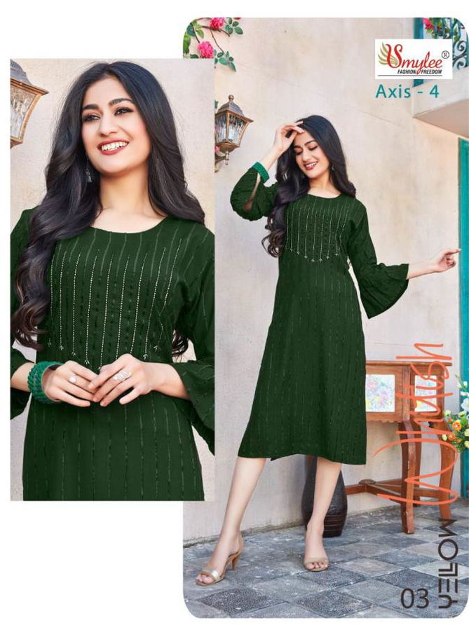 Smylee Axis 4 Fancy Party Wear Rayon Lining Designer Kurti Collection