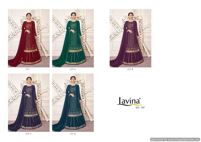 Lavina Vol 117 Latest Heavy Embroidery Sequence Work Georgette  Designer Salwar Suits With Diamond Work Embroidery Lace Patti Dupatta 