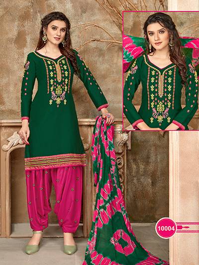 Patiyala 10 Latest Designer Festive Wear Cotton With Embroidery Work Top With Bottom And fancy Print Dupatta Dress Material Collection