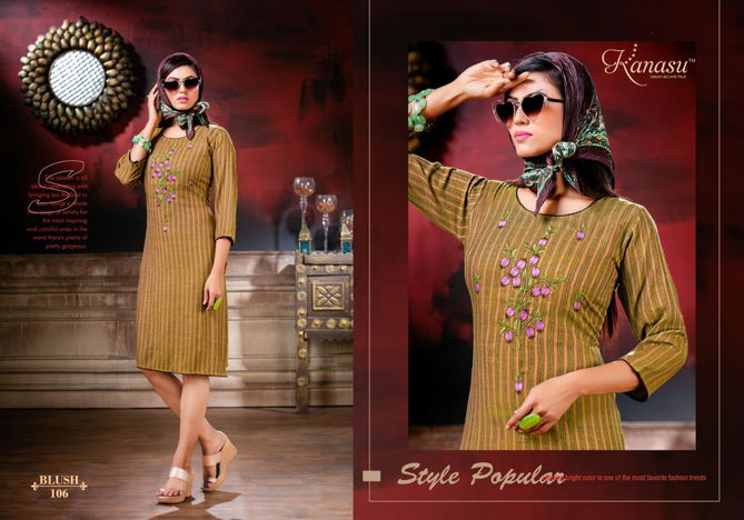 Kanasu Blush Exclusive Collection Designer Party Wear Heavy Rayon Kurti Collection