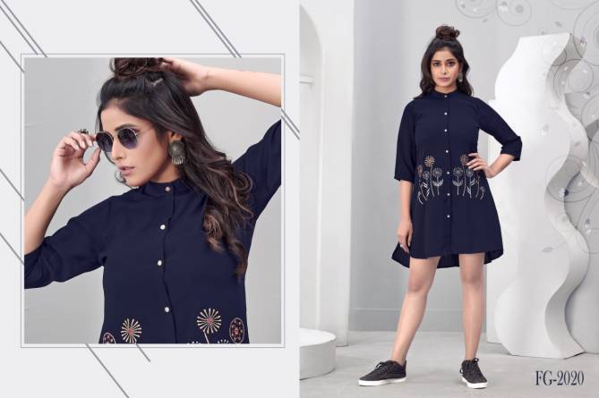 Fg Prism 2 Latest fancy designer Heavy casual Wear Western Embroidery Work Ladies Short Top Collection
