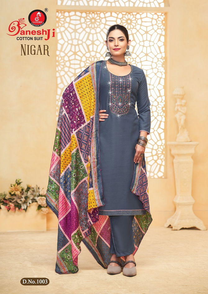 Nigar Vol 1 By Ganeshji Rayon Embroidery Dress Material Orders In India