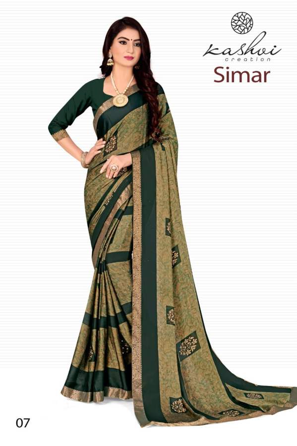 Kashvi Simar Black Rangoli Regular Wear Chiffon Printed Fancy Saree Collection
