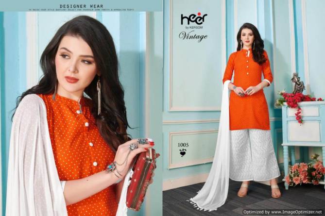 Heer Vintage New Designer Ready Made Plazzo Suit Collection With Chiffon Dupatta 