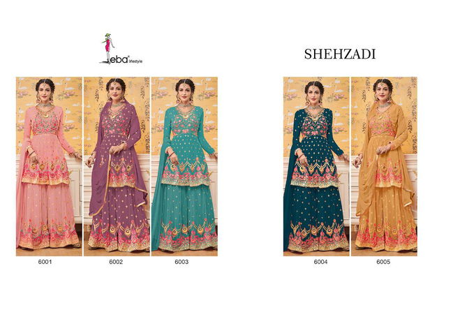 Now Volume Shehzadi  - 1 Designer Wedding And Party Wear Georgette Top With Embroidery Sontoon Inner Nazmin Dupatta With Lace And Georgette Plazzo With Sontoon Inner With Hevey Emboidery 