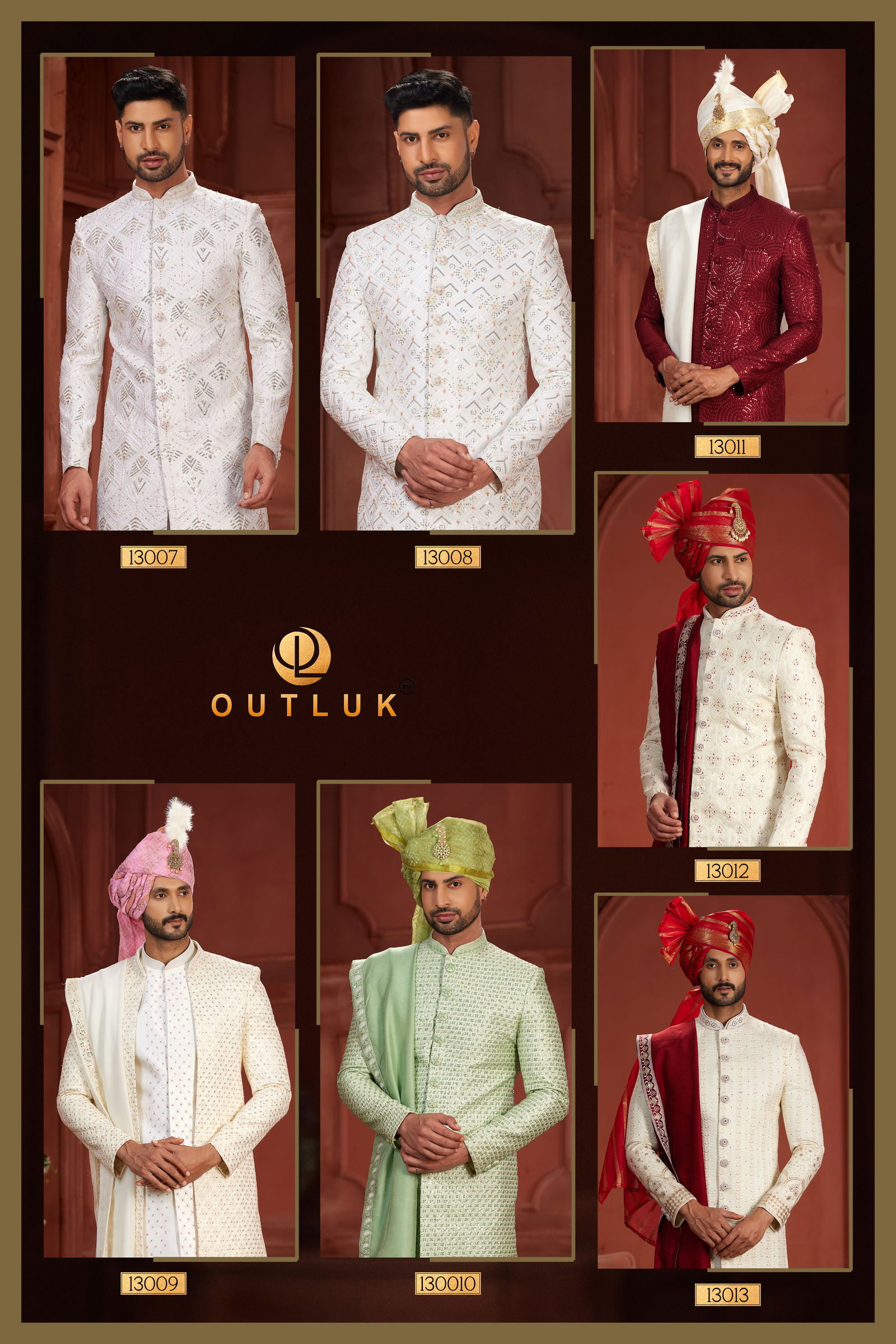 Outluk Wedding Collection Vol 13 Heavy Silk Mens Wear Sherwani Manufacturers