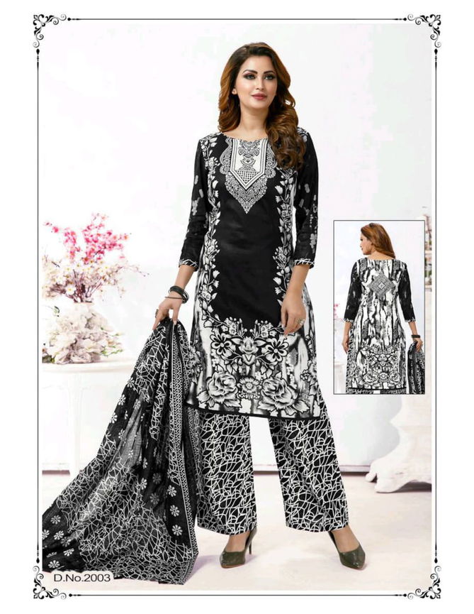 Meenaxi Black Queen Vol-2 Latest Fancy Designer Black And White Heavy Cotton Print Dress Material Collection