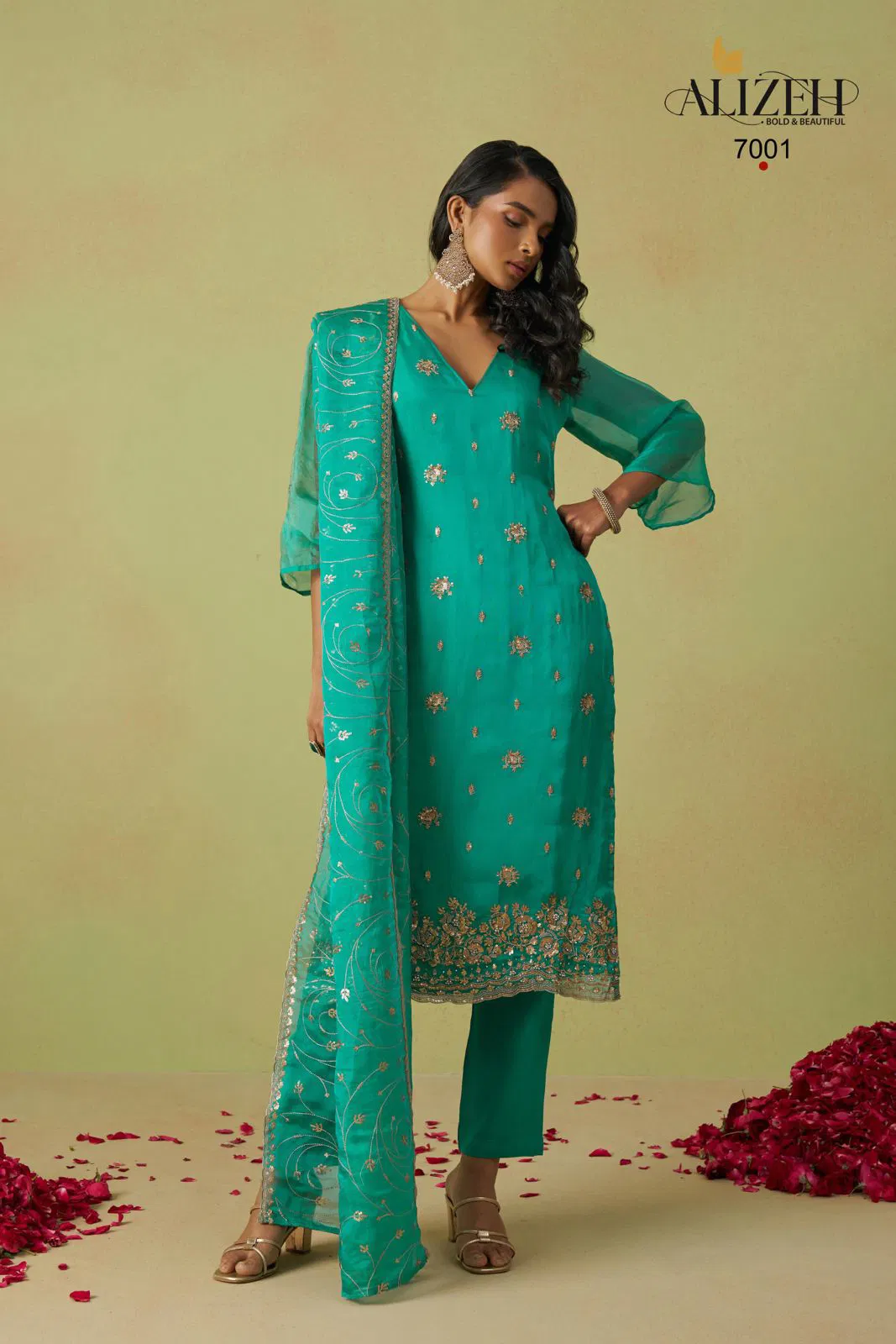 Gulaabo By Alizeh Shimmer Organza Designer Salwar Suits Exporters In India