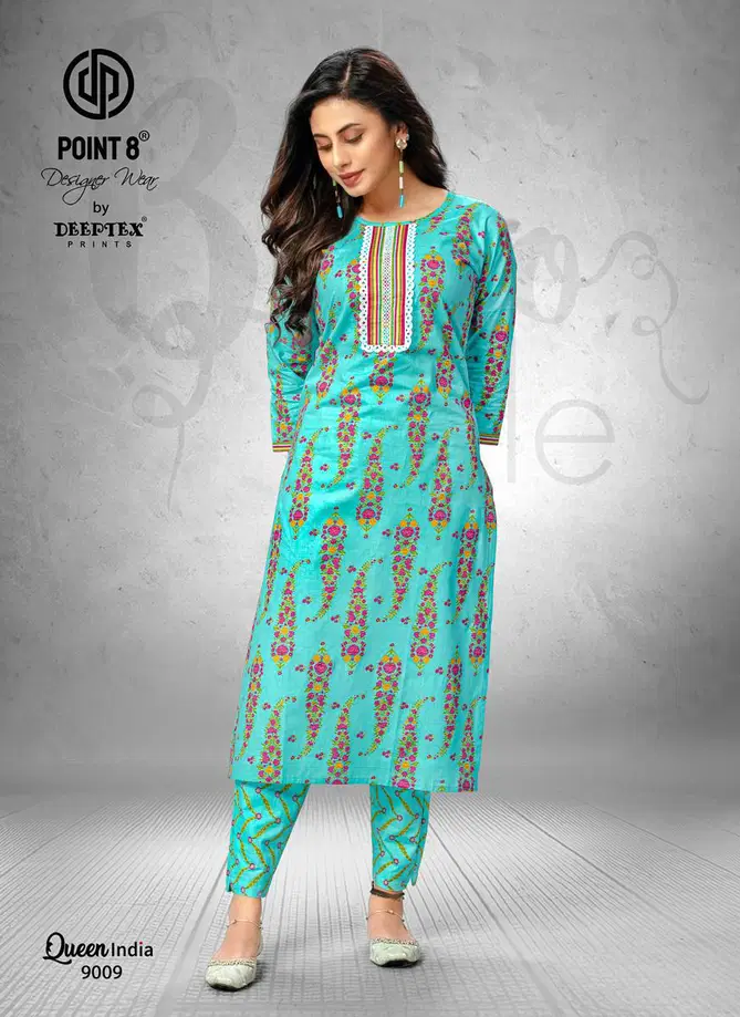 Queen India Vol 9 By Deeptex Cotton Printed Kurti With Bottom Exporters In India