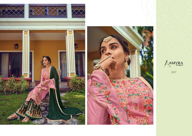 AMYRA GULZAAR VOL-2 Fancy Festive Wear Pure Jam Silk Cotton Heavy Embroidery And Balloon Sleeve With Fancy Diamond Work Salwar kameez Collection