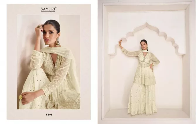 Sayuri Polki 5308 White Georgette Wedding Wear Readymade Suits Wholesale Online
