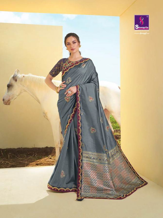 Shangrila Damyanti Latest Fancy Soft Zari Silk Party Wear Festive Wear Saree Collection 