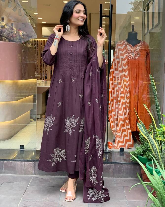 KF Wine Kalaai Printex Weaving Kurti With Bottom Dupatta Exporters In India