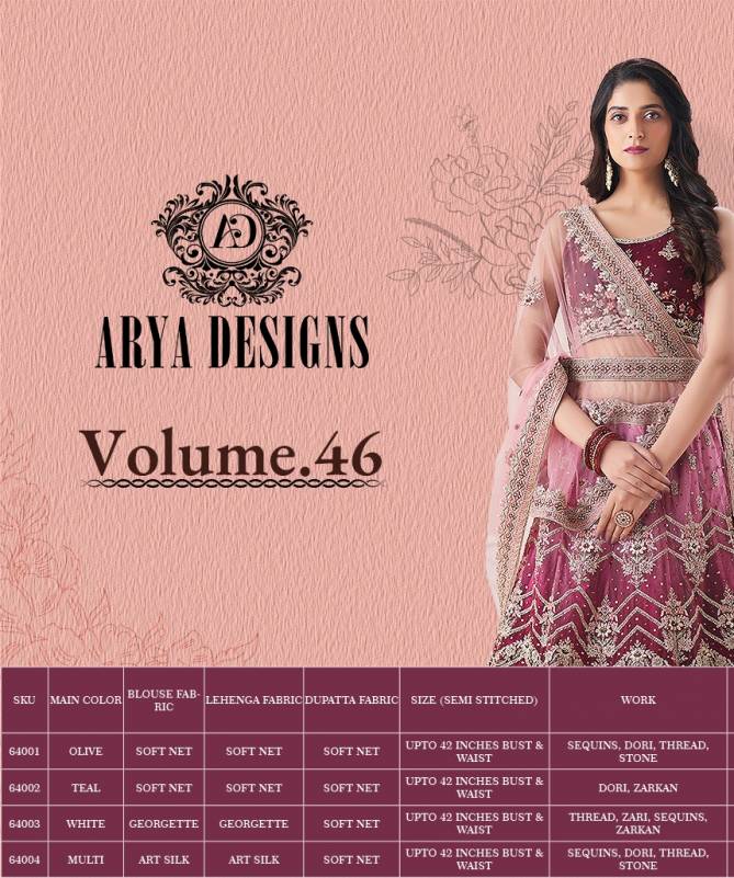 Arya Designs Volume 46 Bridal Lehenga Choli Catalog