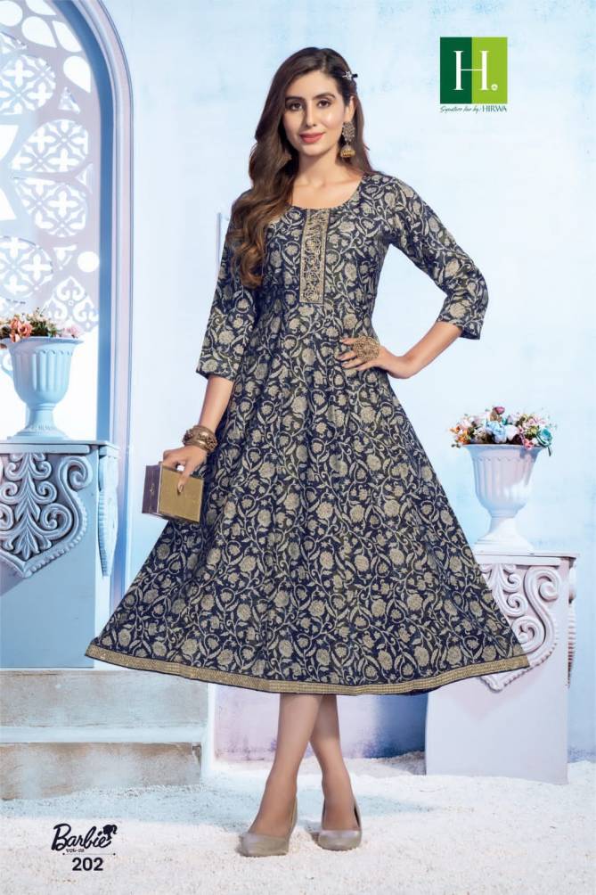 Barbie Vol 2 By Hirwa Printed Anarkali Kurtis Catalog