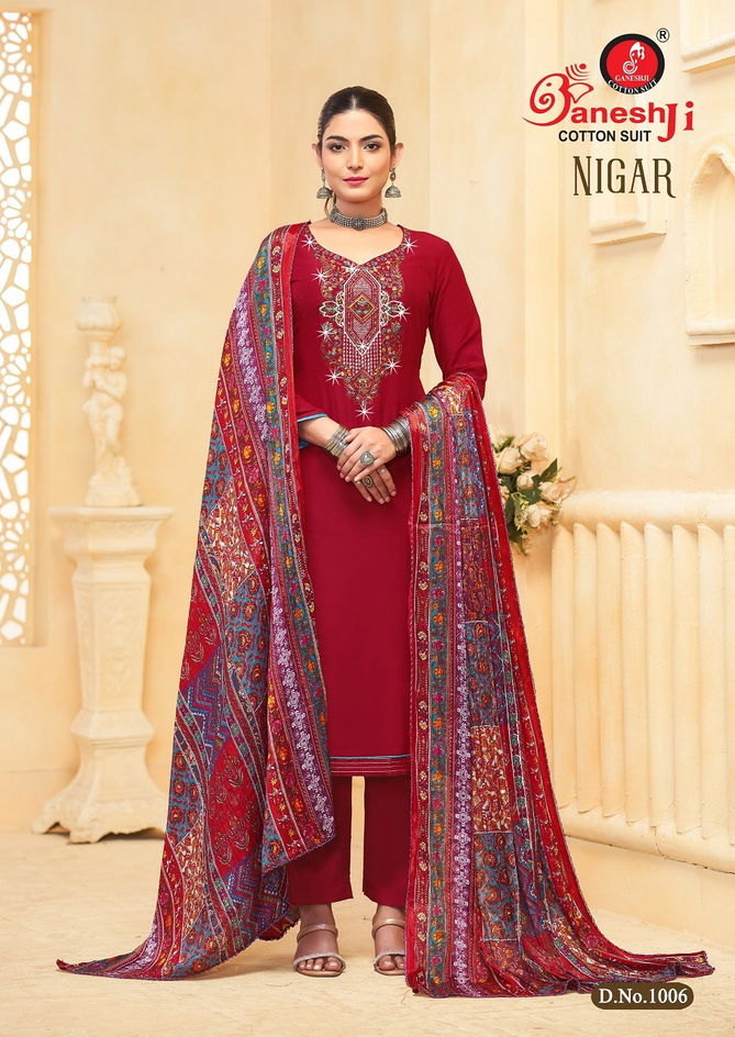 Nigar Vol 1 By Ganeshji Rayon Embroidery Dress Material Orders In India