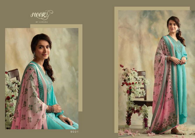 Kimora Heer Bahaar Latest Designer Casual Wear Diamond Spun Wool  Dyed Fabric With Embroidery Work Dress Collection 