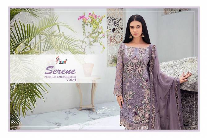 Shree Fab Serene Premium Embroidered Vol 4 Latest Heavy Designer Pakistani Dress Materisl Collection With Nazneen Embroidered Dupatta 