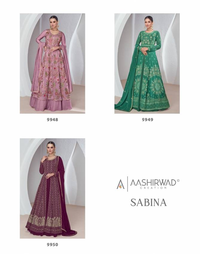 Sabina By Aashirwad Silk And Georgette Readymade Suits Surat Wholesale Market