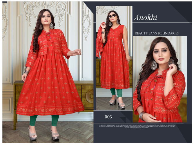 Akhand Jyot Anokhi New Ethnic Wear Rayon Printed Designer Kurti Collection