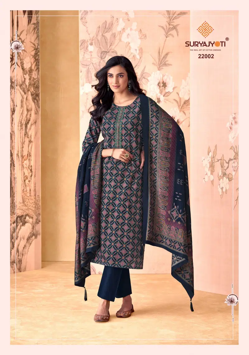 Kalki Vol 22 By Suryajyoti Jam Satin Printed Dress Material Exporters In India