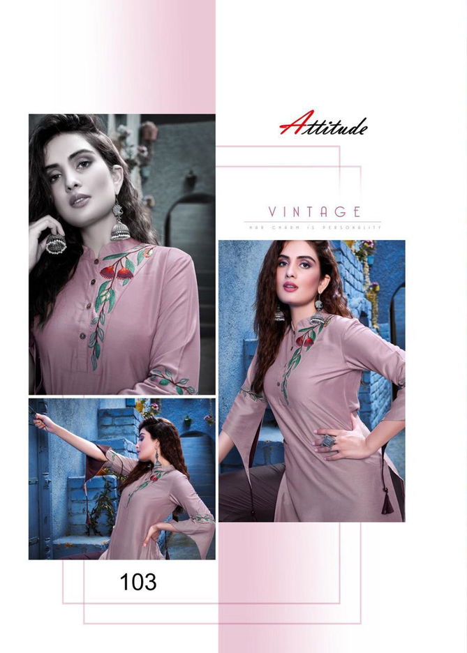 Attitude SHOW- ME Chinon Soft Silk Embroidered Premium Series of Kurti with Pant Classsy Style With it's Eye-Catching & Wonderful Collection