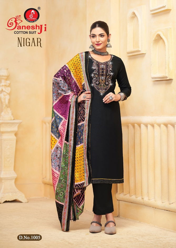 Nigar Vol 1 By Ganeshji Rayon Embroidery Dress Material Orders In India