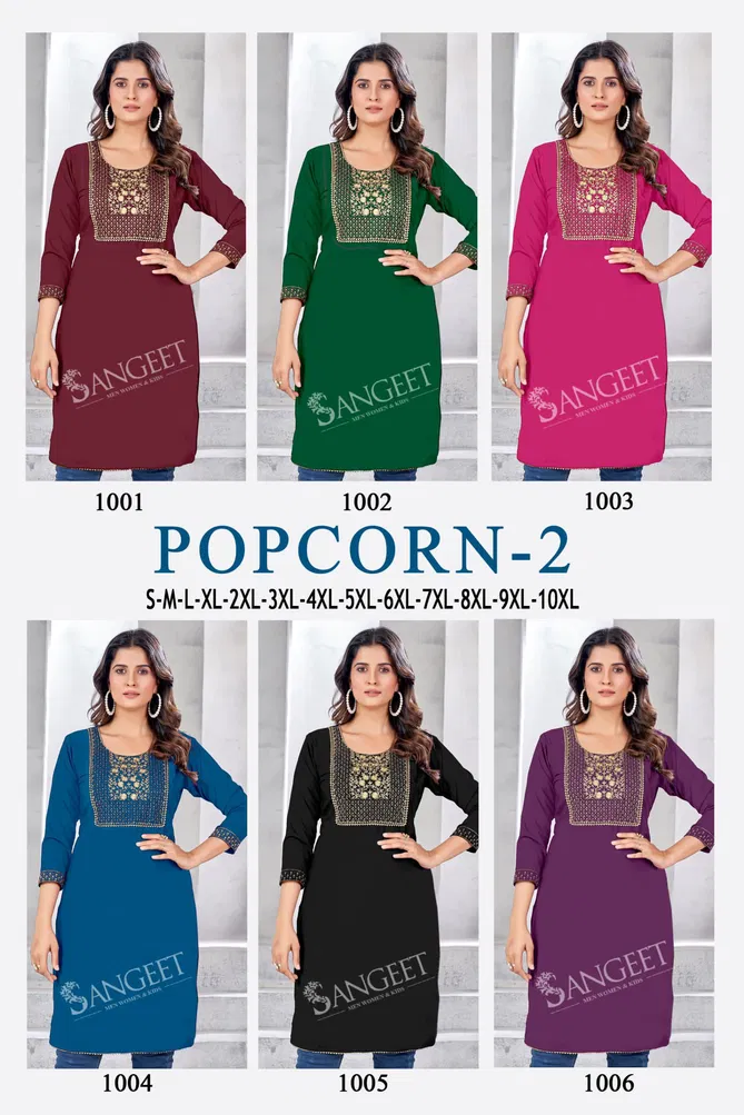 Popcorn 2 By Sangeet Rayon Embroidery Kurti Exporters In India