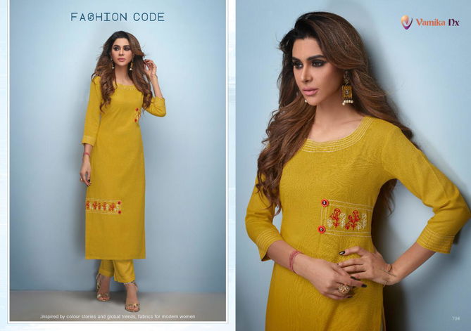 ARIHANT NX(VAMIKA NX) ROXIE Fancy Designer Ethnic Wear rayon Heavy slub with Button Long Kurtis Collection