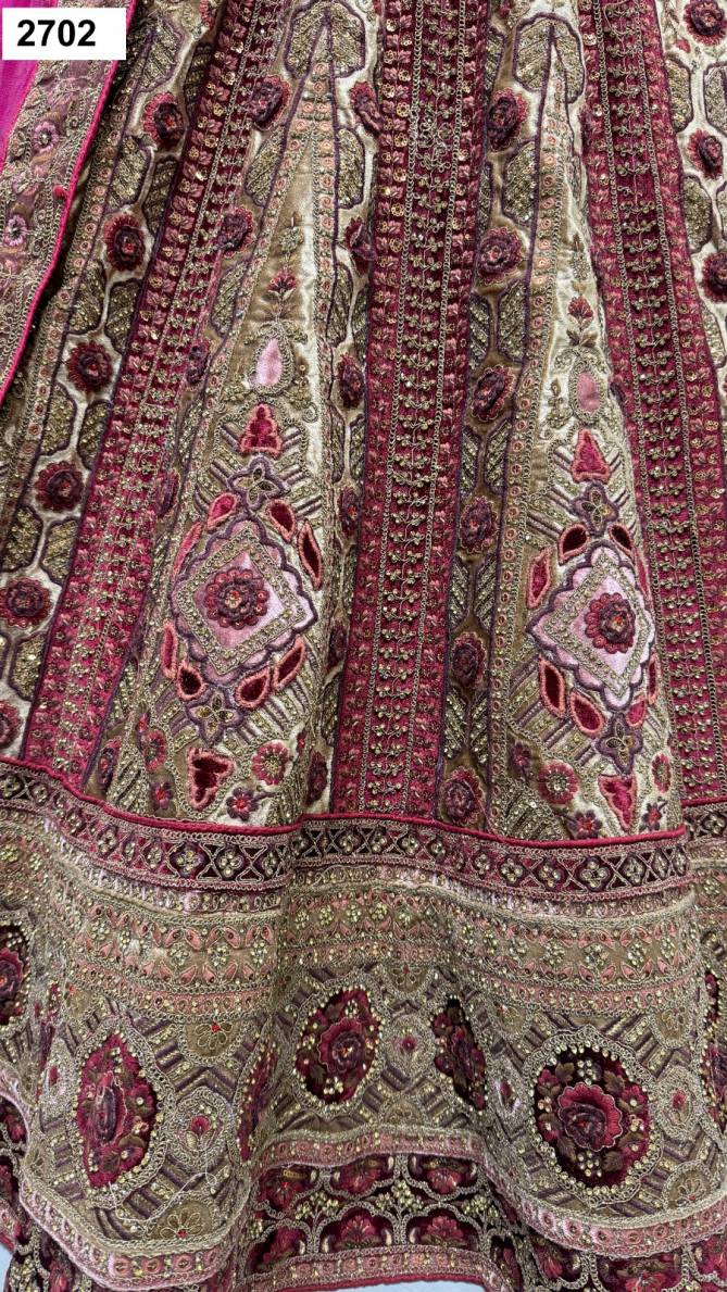 2702 by Anjani Art Velvet Embroidery Lehenga Choli Exporters In India