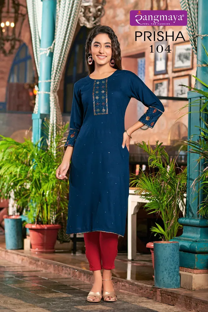 Prisha By Rangmaya Rayon Designer Wholesale Kurtis Suppliers In Mumbai