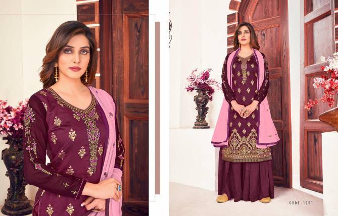 Rinaaz 1001 Series Latest Heavy Embroidery Sequence Work Georgette Designer Suits With Diamond Work Embroidery Lace Patti Dupatta