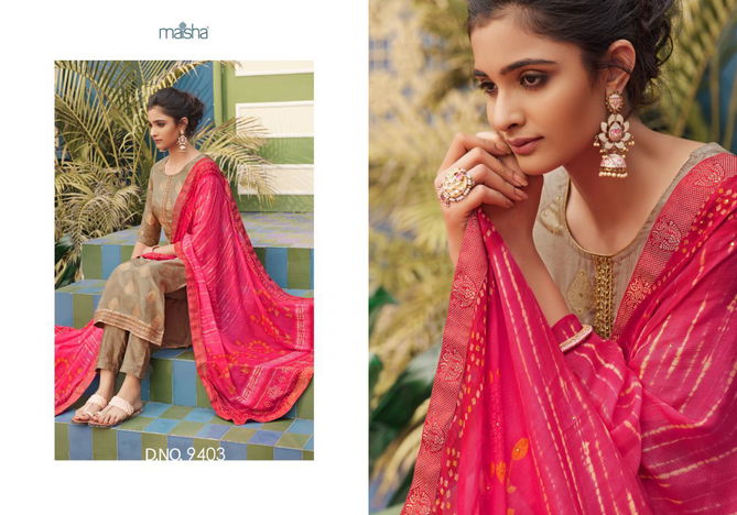 MAISHA NAFIZA Fancy Festive Wear Pure dola Jacquard Buti  with Embroidery And Hand Work Top With Digital Print Dupatta Collection