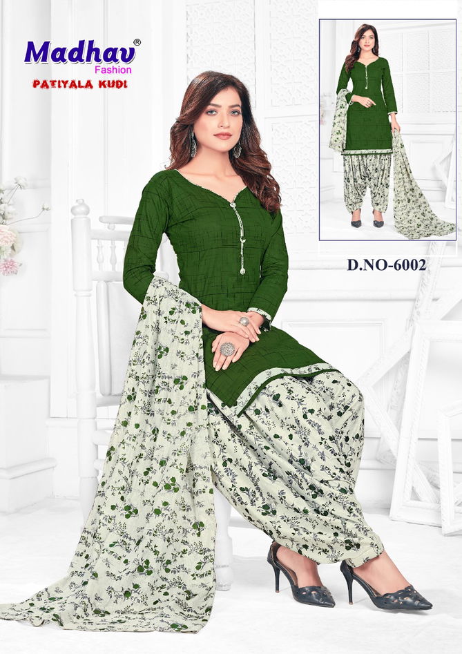 Madhav Fashion Patiyala Kudi 6 Cotton Printed Casual Wear Dress Material Collection
