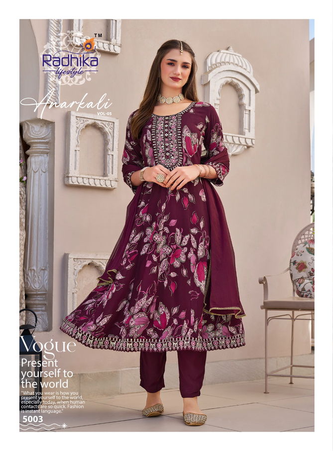 Anarkali Vol 5 By Radhika Rayon Kurti With Bottom Dupatta Orders In India