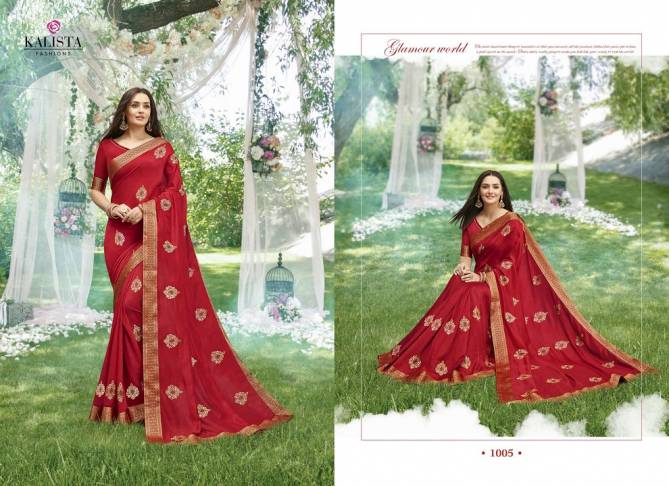 Kalista Khushboo Latest Designer Heavy Festive Wear Vichitra Silk Saree Collection 