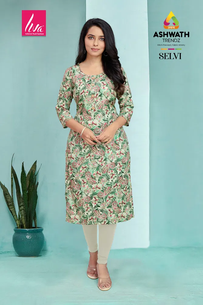 1 Selvi Ultra Premium Rayon Foil Printed Kurti Wholesale Market In Surat