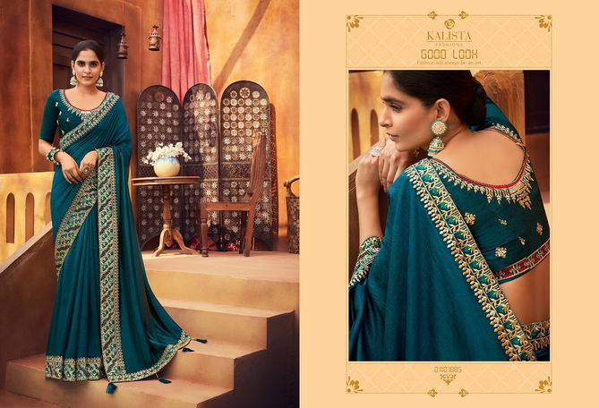 Kalista Alisha Latest Fancy Designer Festive Wear Embroidery Worked vichitra silk Sarees Collection
