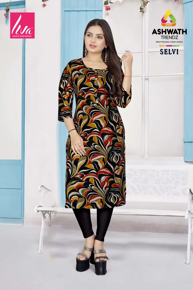 3 Selvi Ultra Premium Rayon Foil Printed Wholesale Kurti Suppliers In India