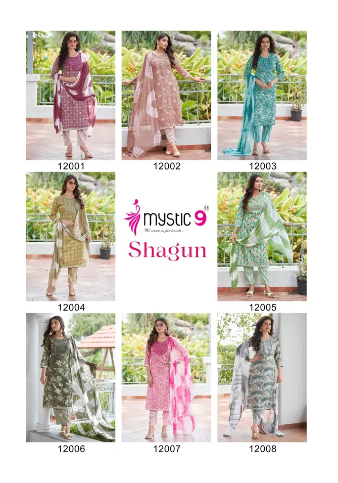 Shagun Vol 12 By Mystic 9 Rayon Kurti With Bottom Dupatta Wholesale Online